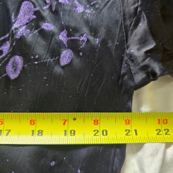 Vintage Womens Paint Splatter Black Satin Sweatshirt Size L made in USA - Picture 7 of 8
